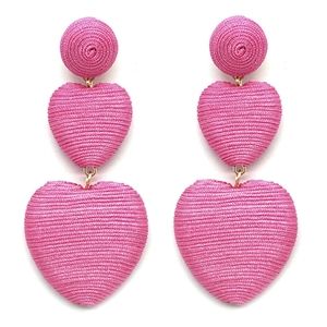 Double Heart Drop Pink Earrings